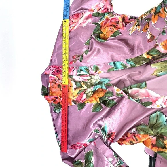 Floral Kimono Robe Romantic Coquette Cottagecore Bridal Loungewear Silky Feel - Picture 10 of 14